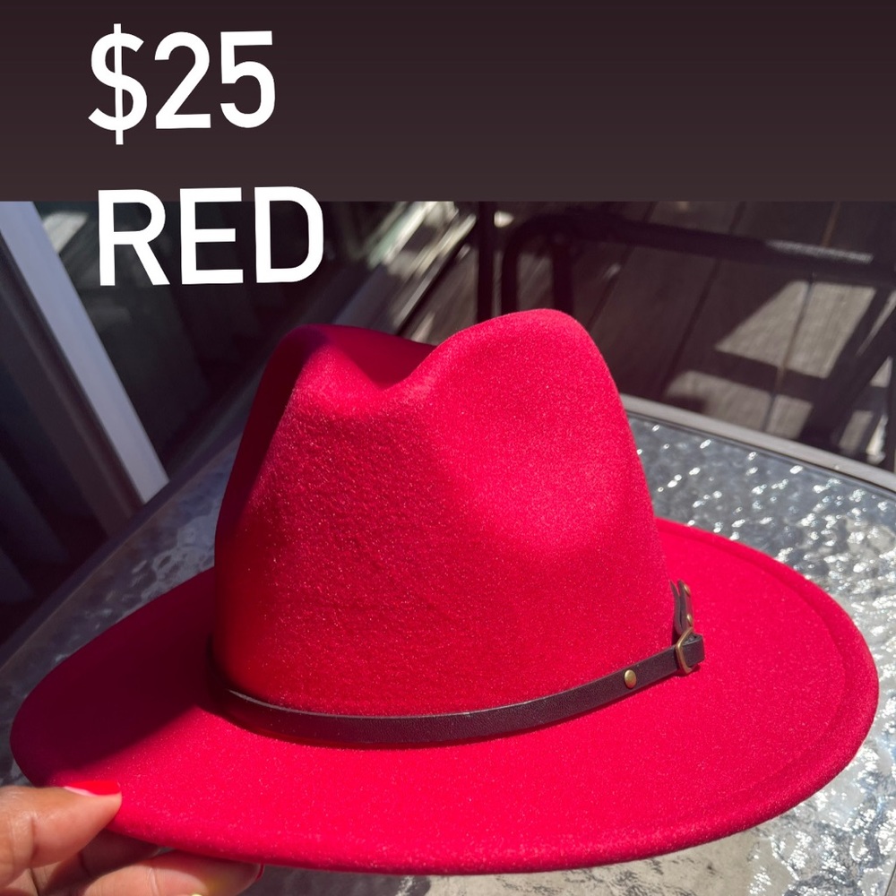 Red adjustable Fedora